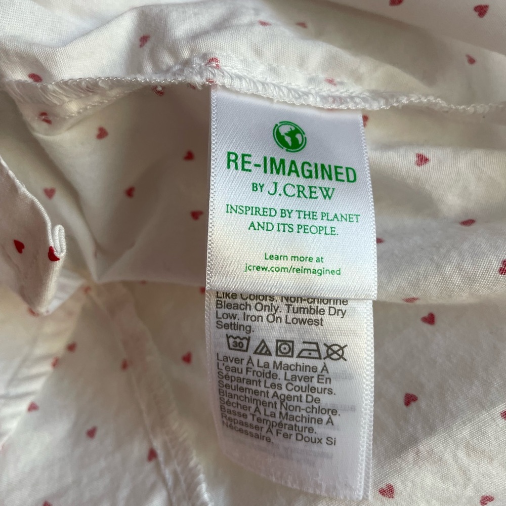 J. Crew Mini Heart Print White Ruffle Button Down Blouse Size M - Picture 6 of 7